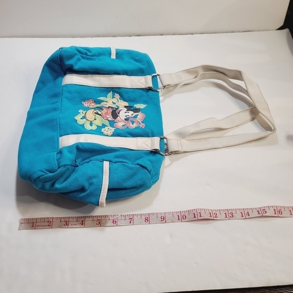 Y2K Disney Mickey Mouse Tropical Hibiscus Blue Tote Gym Bag - Picture 9 of 16